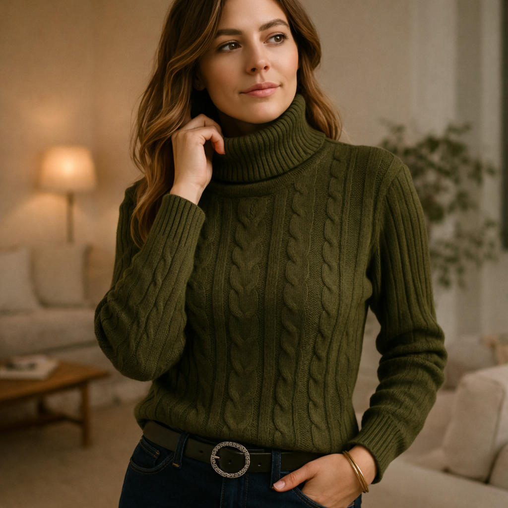 Lekki golf z dzianiny dla kobiet | Model z wysokim kołnierzem